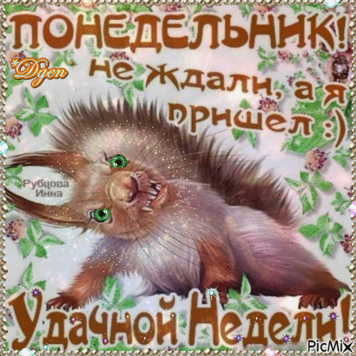 Открытка Открытки на понедельник - Открытка с рыжим лисом, поздравление с понедельником | Красивая открытка #7