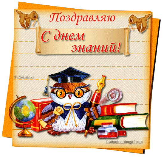 Открытка открытки на 1 сентября  - Открытка с совой, глобусом и книгами | Красивая открытка #46