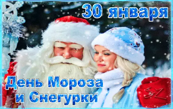 Открытка Открытки с Днем Деда Мороза и Снегурочки - Снегурочка и Дед Мороз: Новогодняя открытка снегом | Красивая открытка #16