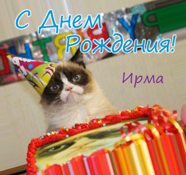 Открытка открытки с именем Ирма - Кот с тортом на день рождения  Открытка с котиком | Красивая открытка #5