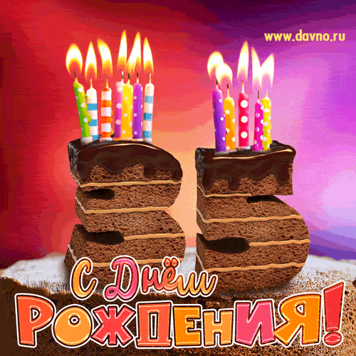 Открытка Открытки на 35 лет - Открытка с тортом и свечами. С Днём Рождения! | Красивая открытка #27