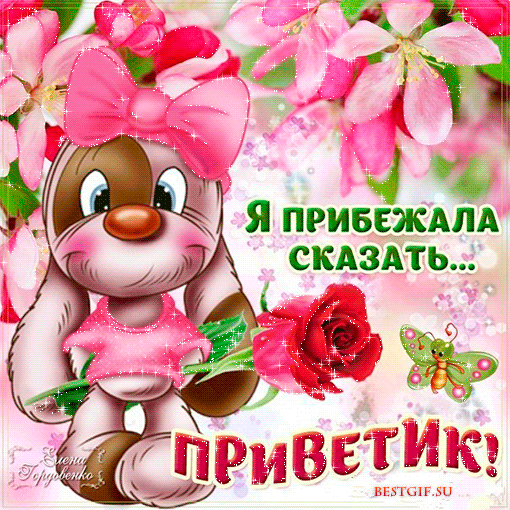 Открытка Открытки с приветствиями  - Открытка с котенком и цветами. Приветик! | Красивая открытка #28