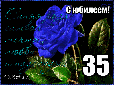Открытка Открытки на 35 лет - Открытка с синей розой: нежные поздравления | Красивая открытка #29