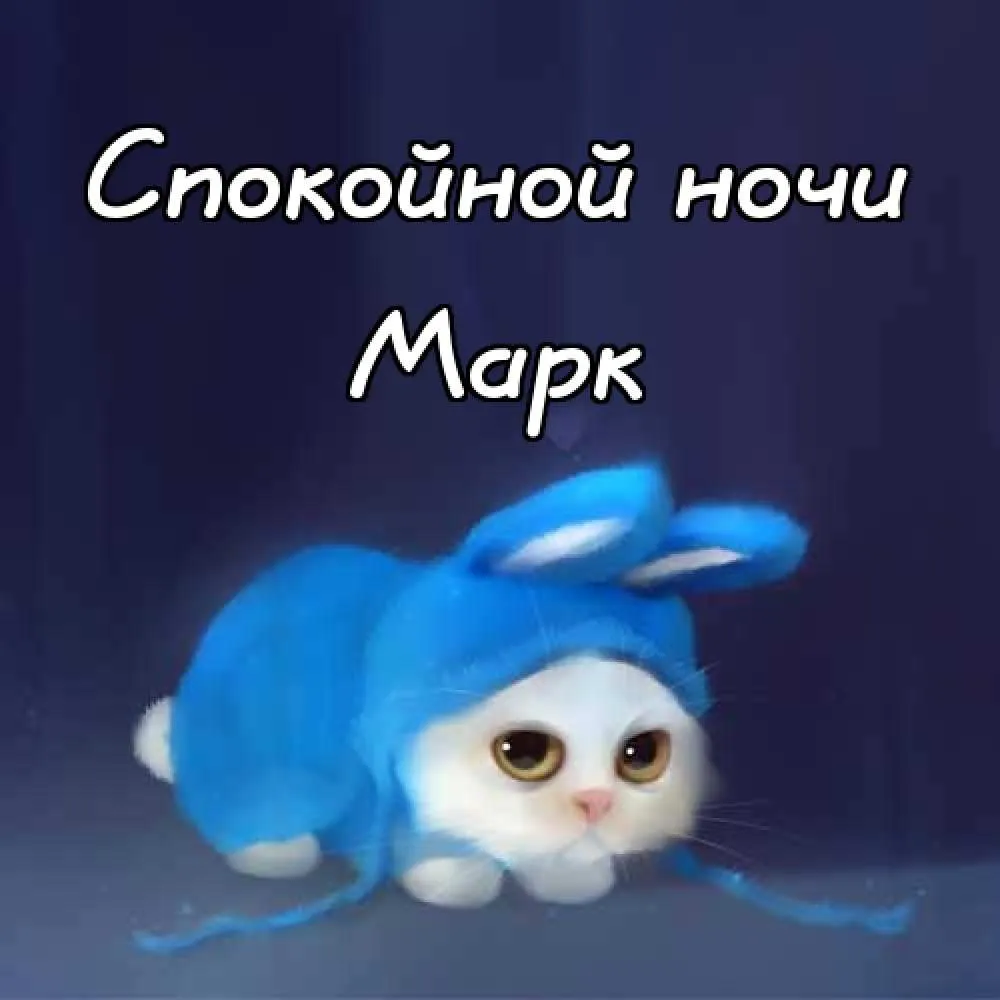 Открытка Открытки с именем Марк  - Котенок в голубой шапке: открытка с милым персонажем | Красивая открытка #158