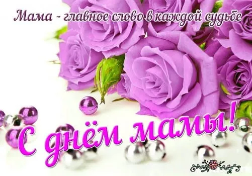Открытка С днем матери - Букет фиолетовых роз на открытке | Красивая открытка #83
