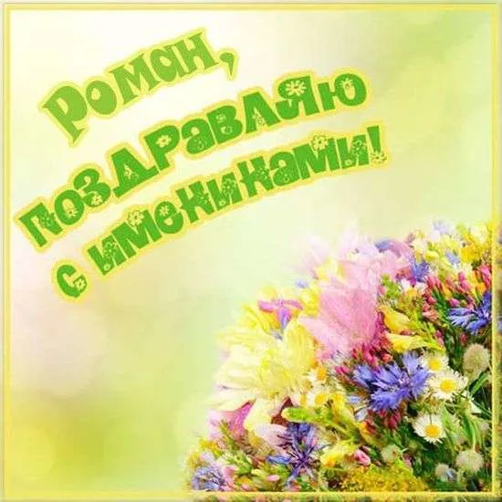 Открытка Открытки с именем Роман - Открытка с цветами: ромашки, розы, васильки | Красивая открытка #28