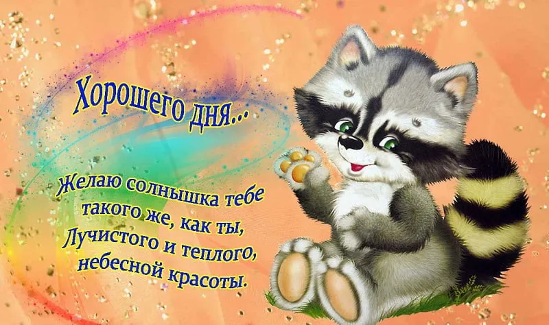 Открытка Хорошего дня - Открытка с енотом: С Днём Рождения! | Красивая открытка #167