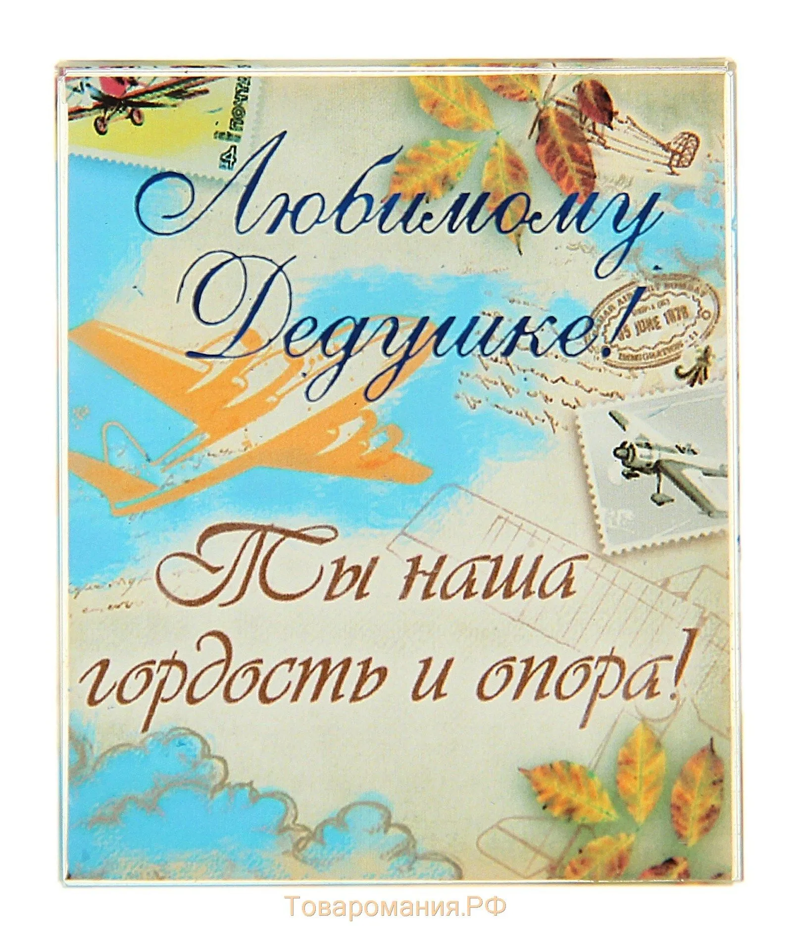 Открытка Дедушке, дедушка с Днем рождения! - Открытка с самолетами и осенними листьями | Красивая открытка #7