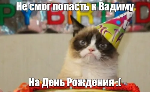 Открытка открытки с именем Вадим - Сердитый кот на день рождения | Красивая открытка #40