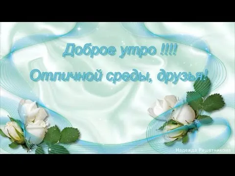 Открытка Среда - Открытка: Белые цветы на голубом фоне | Красивая открытка #62
