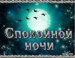Открытка Открытки с пожеланиями на ночь - Открытка "Спокойной ночи": темное небо, луна, птицы | Красивая открытка #229
