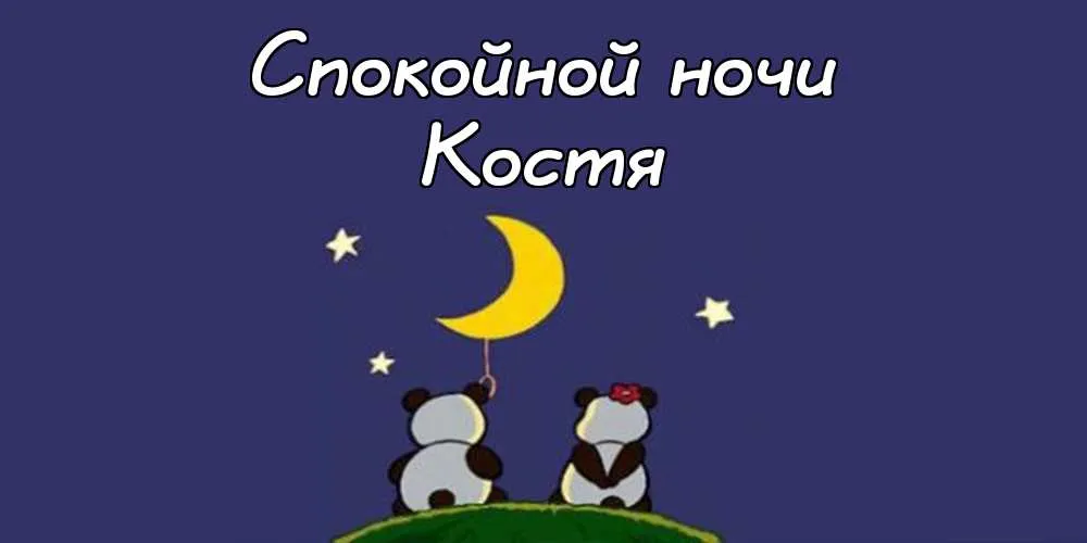 Открытка Открытки с именем Константин  - Открытка: Милые панды под луной. | Красивая открытка #177