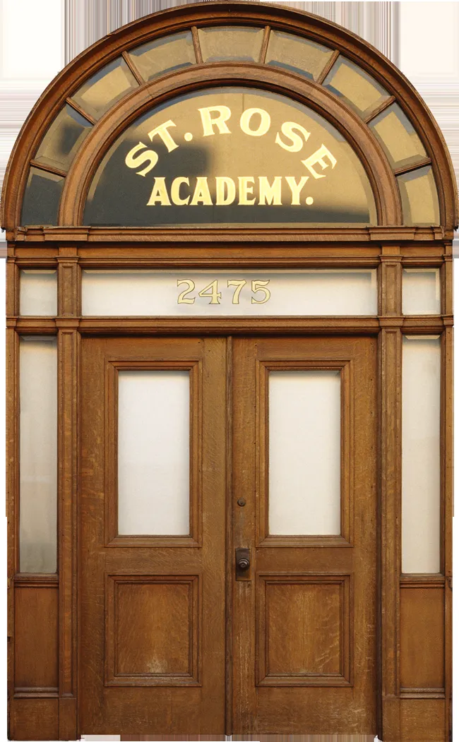 Открытка Мебель - Деревянная дверь с надписью "St. Rose Academy" | Красивая открытка #13