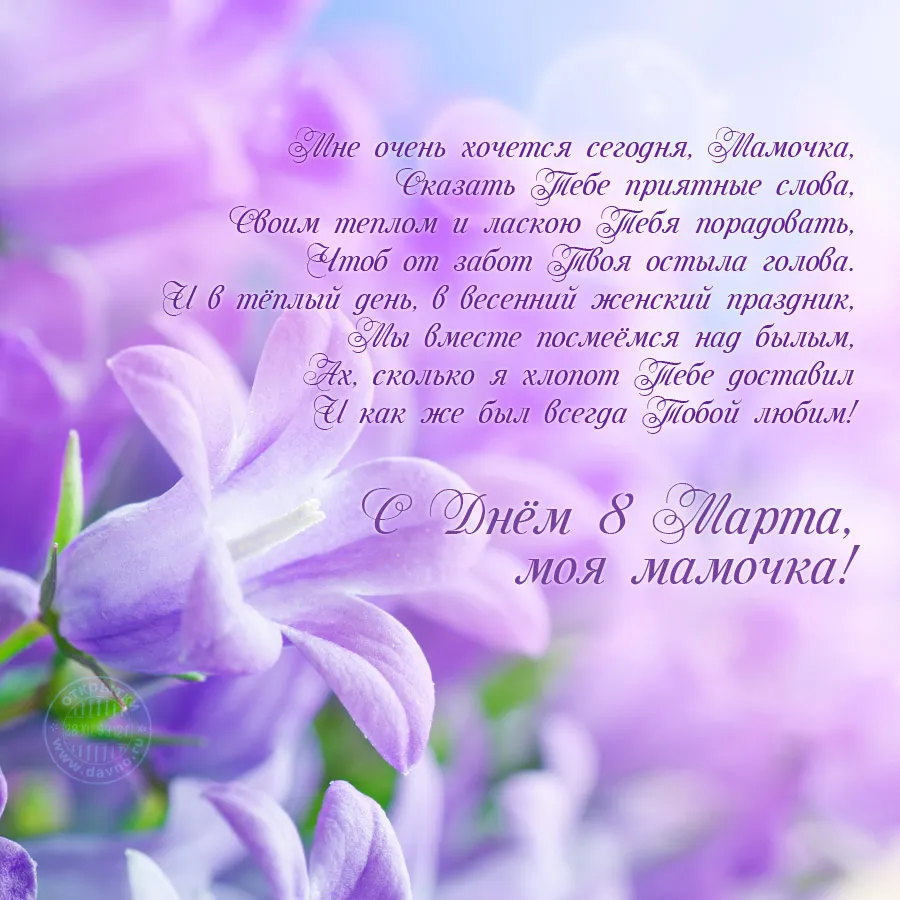 Открытка 8 марта - Открытка: нежные фиалки для мамы | Красивая открытка #234