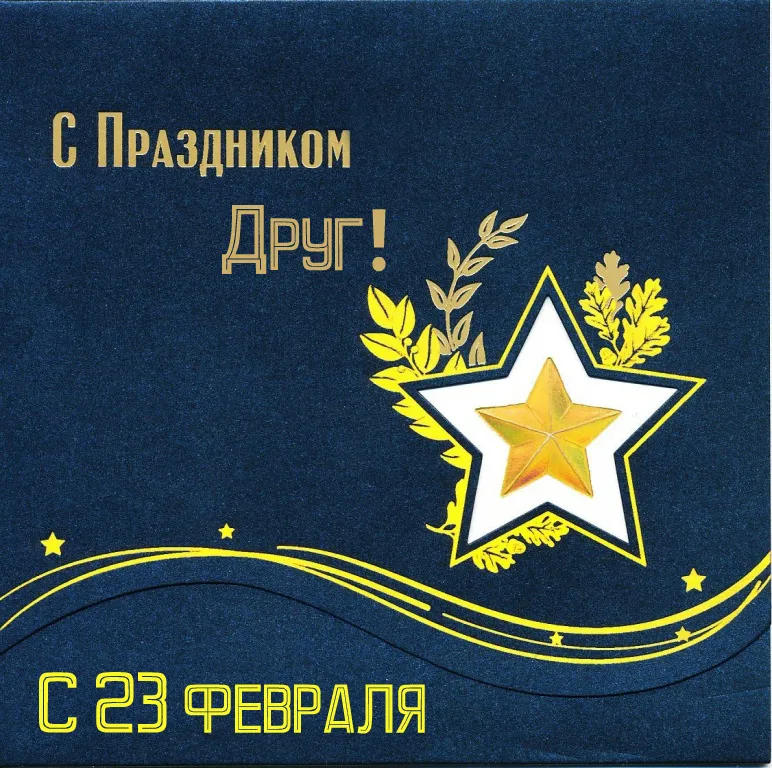 Открытка С 23 февраля другу - Поздравление с 23 февраля: Звезда и венок | Красивая открытка #26