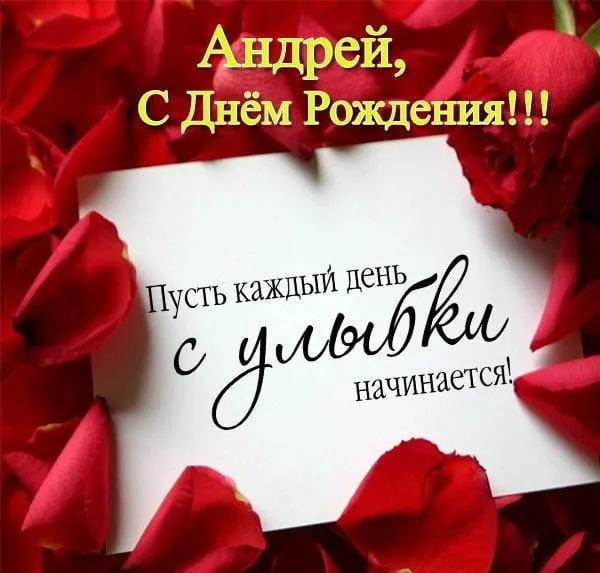 Открытка открытки с именем Андрей - Открытка с днем рождения: Красные розы и нежные слова | Красивая открытка #137
