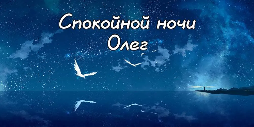 Открытка Открытки с именем Олег  - Ночное море, звезды и птицы: открытка с пейзажем | Красивая открытка #170