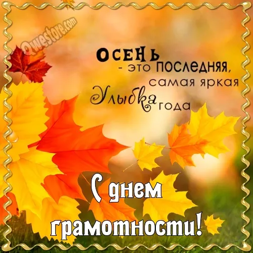 Открытка С днем грамотности - Открытка с осенними листьями  С Днем рождения | Красивая открытка #14