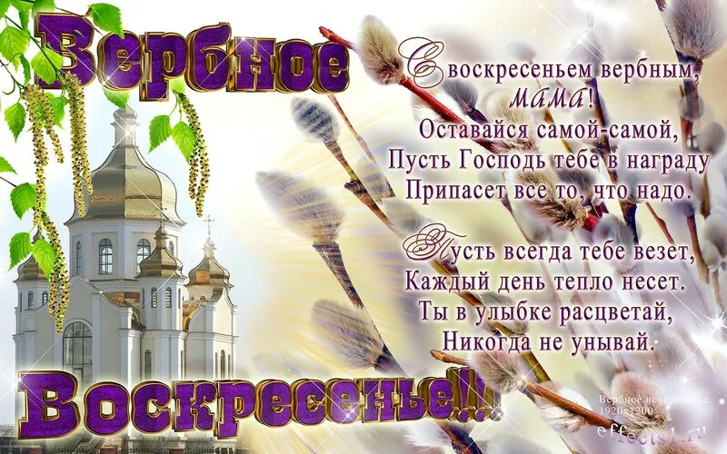 Открытка Вербное Воскресенье - Воскресные поздравления с днем ангела! | Красивая открытка #131