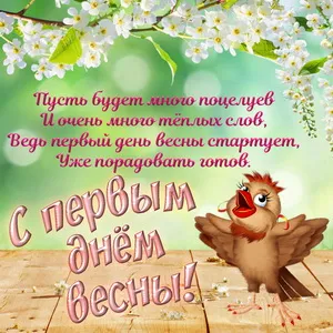 Открытка  С первым днем весны - Поздравления с весной: яркая открытка с птенцом | Красивая открытка #108