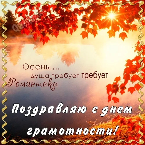 Открытка С днем грамотности - Осенняя открытка: яркие краски природы | Красивая открытка #4