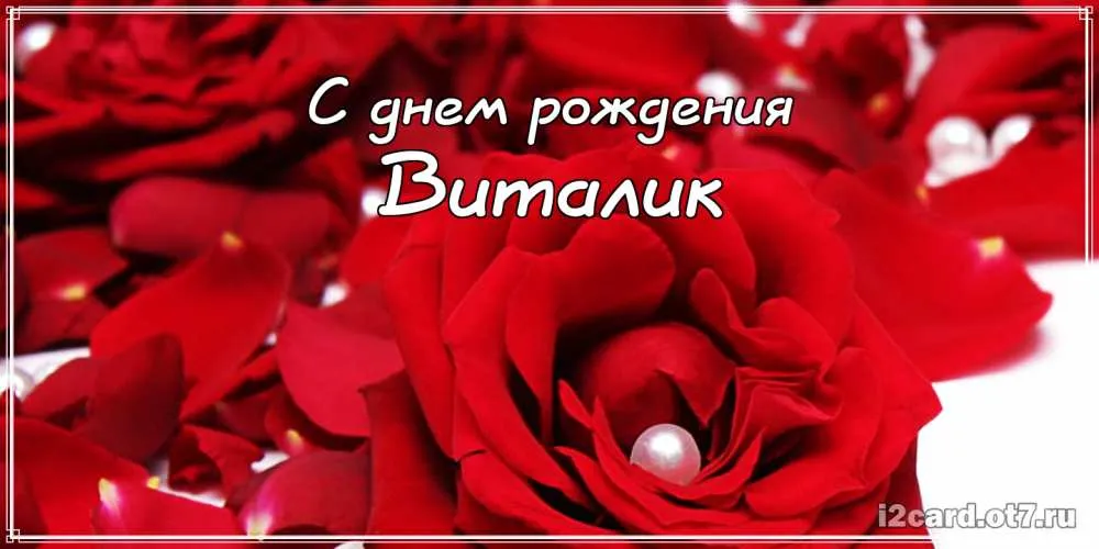 Открытка открытки с именем Виталий - Открытка с красными розами и жемчугом | Красивая открытка #60