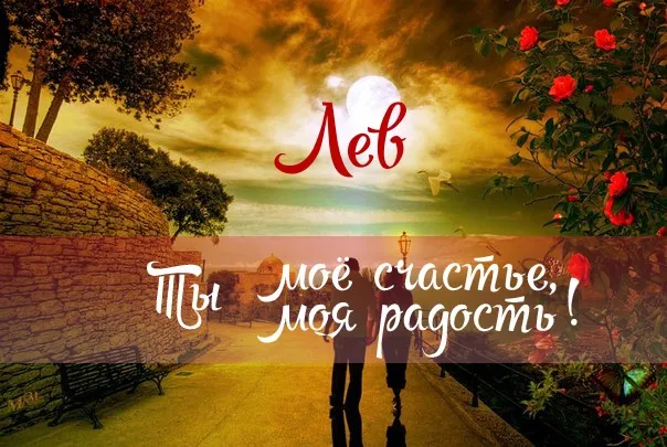 Открытка Открытки с именем Лев  - Открытка: Пара на фоне заката | Красивая открытка #198