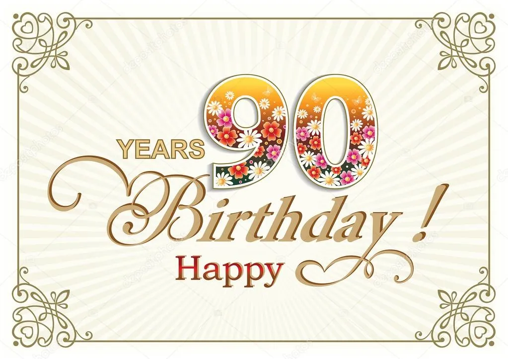 Открытка Открытки на 90 лет - Открытка с юбилеем: 90 лет цветов и поздравлений | Красивая открытка #61