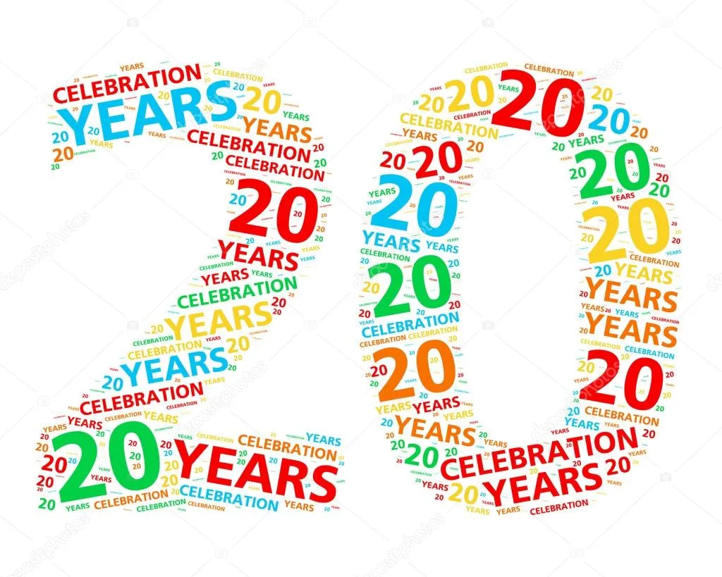 Открытка Открытки на 20 лет - 20 лет. Открытка с надписью "Годы" и "Celebration" | Красивая открытка #161