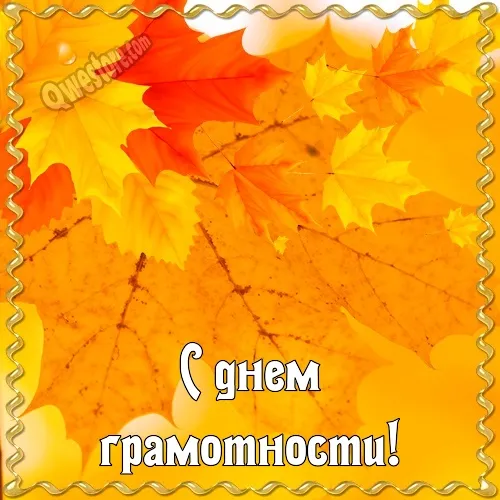 Открытка С днем грамотности - Открытка с осенними листьями | Красивая открытка #11