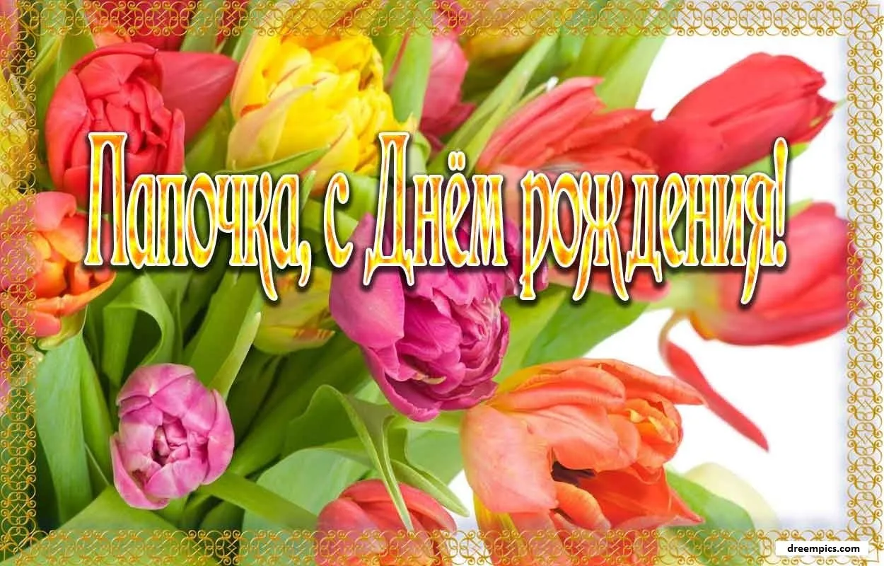 Открытка с днём рождения папа - С Днём Рождения! Красивая открытка с цветами  Dreamica | Красивая открытка #14