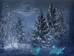 Открытка Открытки зимняя пора - Открытка с зайцами в зимнем лесу  Новогодняя картинка | Красивая открытка #75