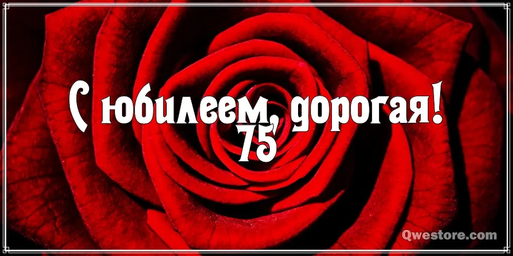 Открытка Открытки на 75 лет - Красная роза: поздравительная открытка с юбилеем | Красивая открытка #100