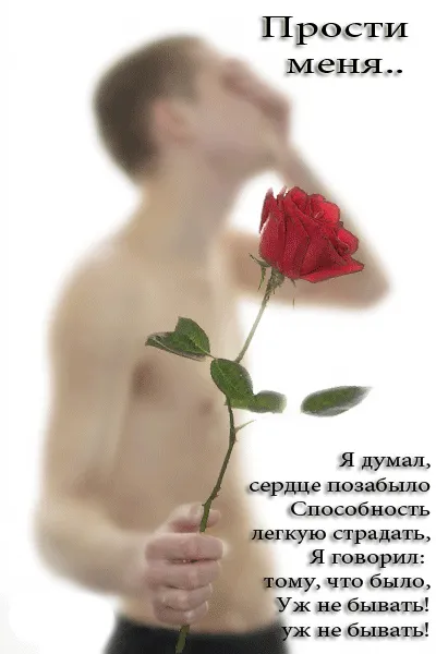 Открытка Открытки с извинениями любимым - Мужчина с розой: Красивая открытка с цветами | Красивая открытка #1