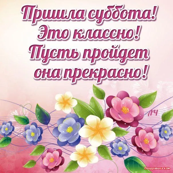 Открытка С субботой - Открытка с цветами: розы, фиалки, букет. | Красивая открытка #31