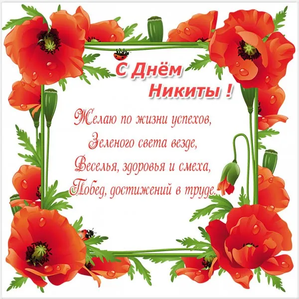 Открытка Открытки с именем Никита - Открытка с маками: День рождения, пожелания | Красивая открытка #198