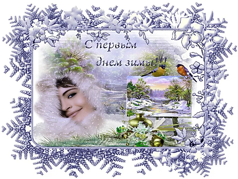 Открытка С первым днём зимы - С Днем Рождения! Зимняя открытка с птичкой | Красивая открытка #73