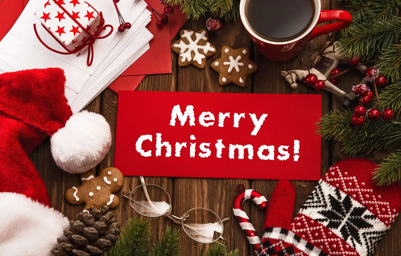 Открытка Merry Christmas - Новогодние пряники и атрибуты праздника | Красивая открытка #18