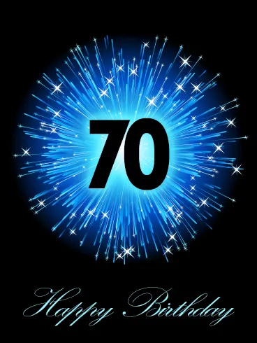 Открытка Открытки на 70 лет - Открытка с цифрой 70 и фейерверком | Красивая открытка #38