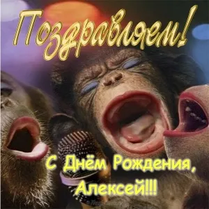 Открытка открытки с именем Алексей - Открытка с обезьяной: поздравление с днём рождения | Красивая открытка #74