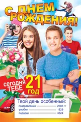 Открытка Открытки на 21 год - Открытка с днем рождения: 21 год! | Красивая открытка #36