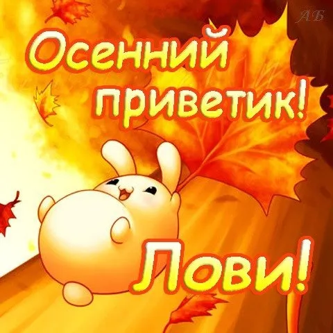Открытка Осенний приветик - Открытка с милым зайчиком на осеннем фоне | Красивая открытка #50
