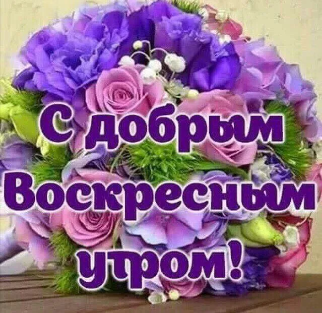 Открытка Открытки на воскресенье - Открытка с фиалками и надписью "С Добрым Утром!" | Красивая открытка #49