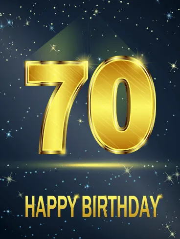 Открытка Открытки на 70 лет - Золотая цифра 70 на темном фоне | Красивая открытка #26