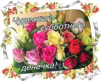 Открытка С субботой - Открытка с яркими розами: красные, розовые, желтые | Красивая открытка #5