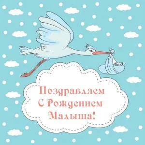 Открытка С Днём рождения ребёнка - Открытка с птицей и младенцем в полотенце | Красивая открытка #25