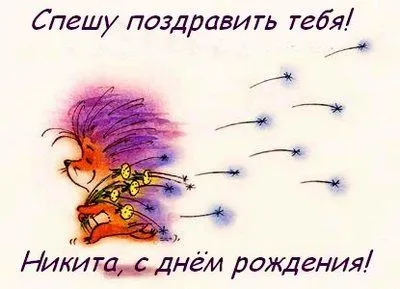 Открытка Открытки с именем Никита - Открытка с ежом на день рождения | Красивая открытка #150