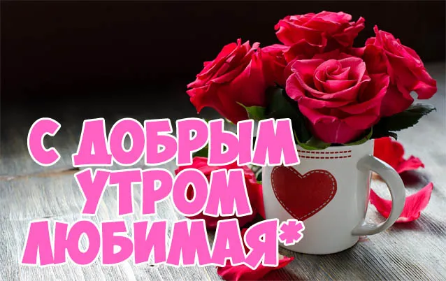 Открытка Доброе утро - Открытка: Нежные розы в чашке. С добрым утром, любимая | Красивая открытка #568