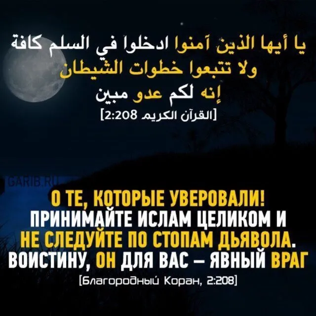 Открытка Поведение (Сунна) - Открытка с аятом Корана: Уверовали, примите Ислам! | Красивая открытка #29