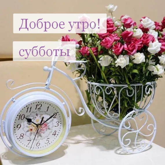 Открытка Доброе утро суббота - Открытка с цветами и велосипедом  Праздничный дизайн | Красивая открытка #21